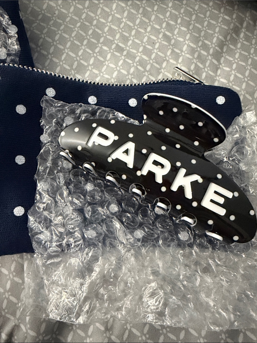 PARKE Polka Dot Black Claw clip